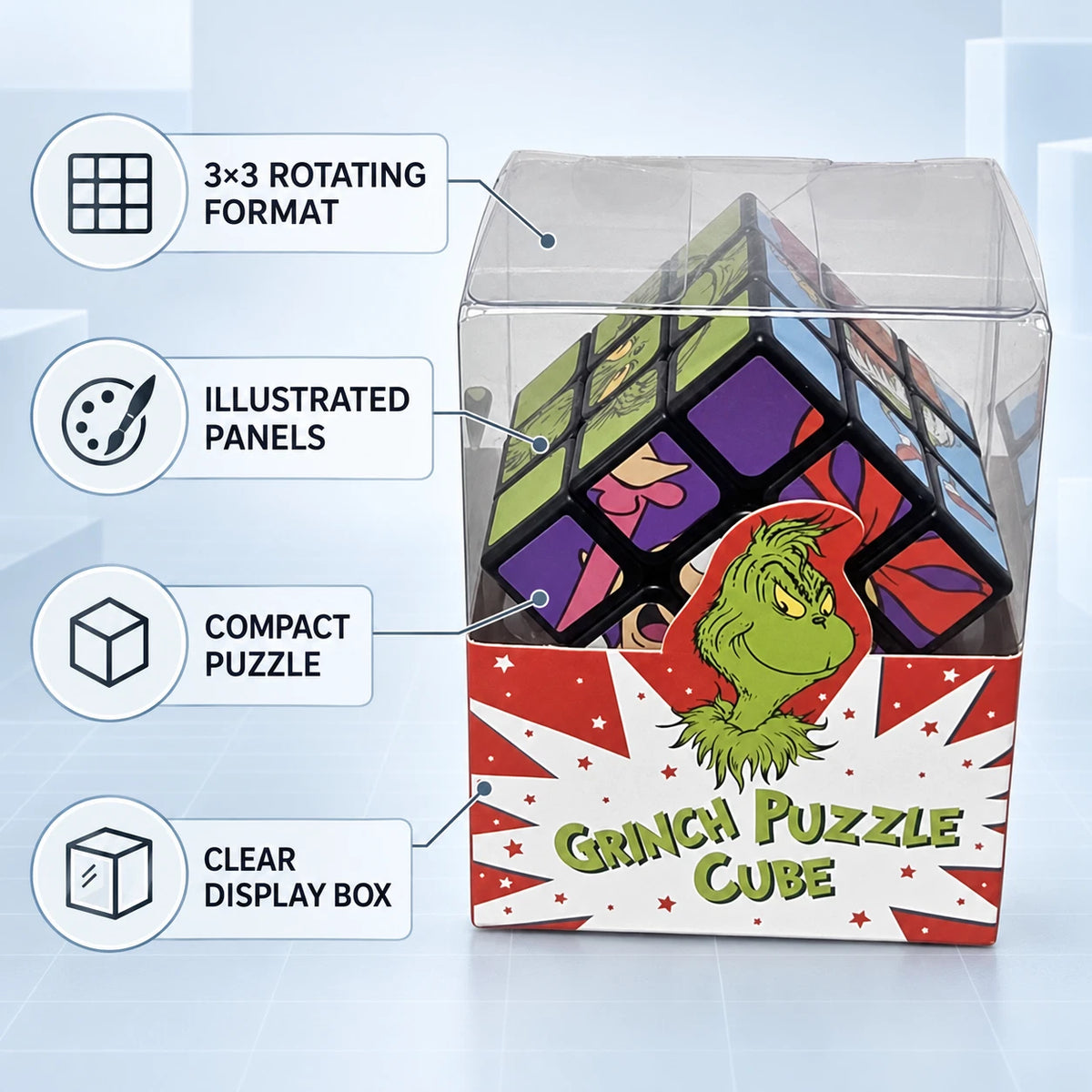 Christmas 3x3 Picture Puzzle Cube – Rotating Brain Teaser Toy & Stocking Filler