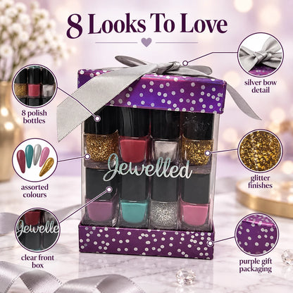 8 Piece Nail Polish Gift Set – Assorted Colours & Glitter Shades for Manicures