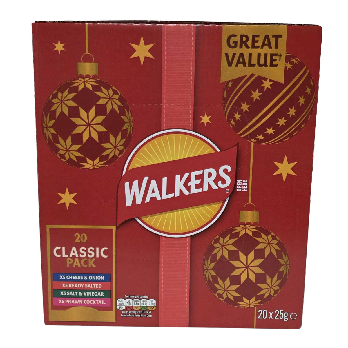 Walkers Christmas Crisps Variety Box | Classic or Meaty 20 x 25g | Both Packs 40 x 25g