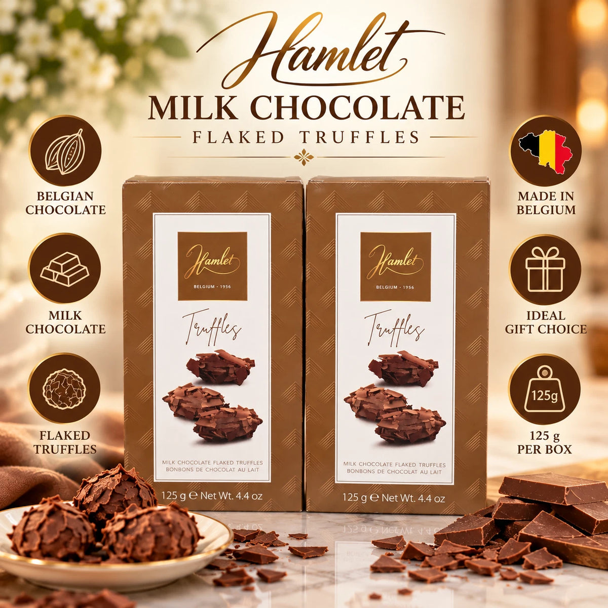 Hamlet Belgian Milk Chocolate Flaked Truffles 125g – Single or Pack of 2