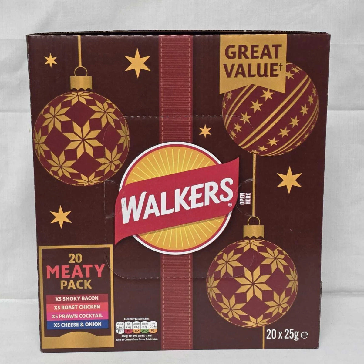 Walkers Christmas Crisps Variety Box | Classic or Meaty 20 x 25g | Both Packs 40 x 25g