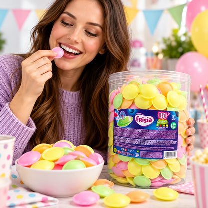 Frisia Sour Mix Flying Saucers 625g Drum – Approx. 500 Sherbet Wafer Sweets