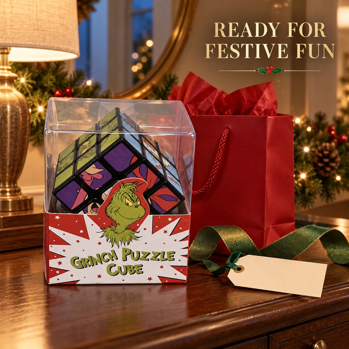 Christmas 3x3 Picture Puzzle Cube – Rotating Brain Teaser Toy & Stocking Filler