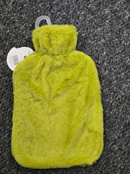 The Grinch Hot Water Bottle 1L Green Fluffy Plush Cover Christmas Gift
