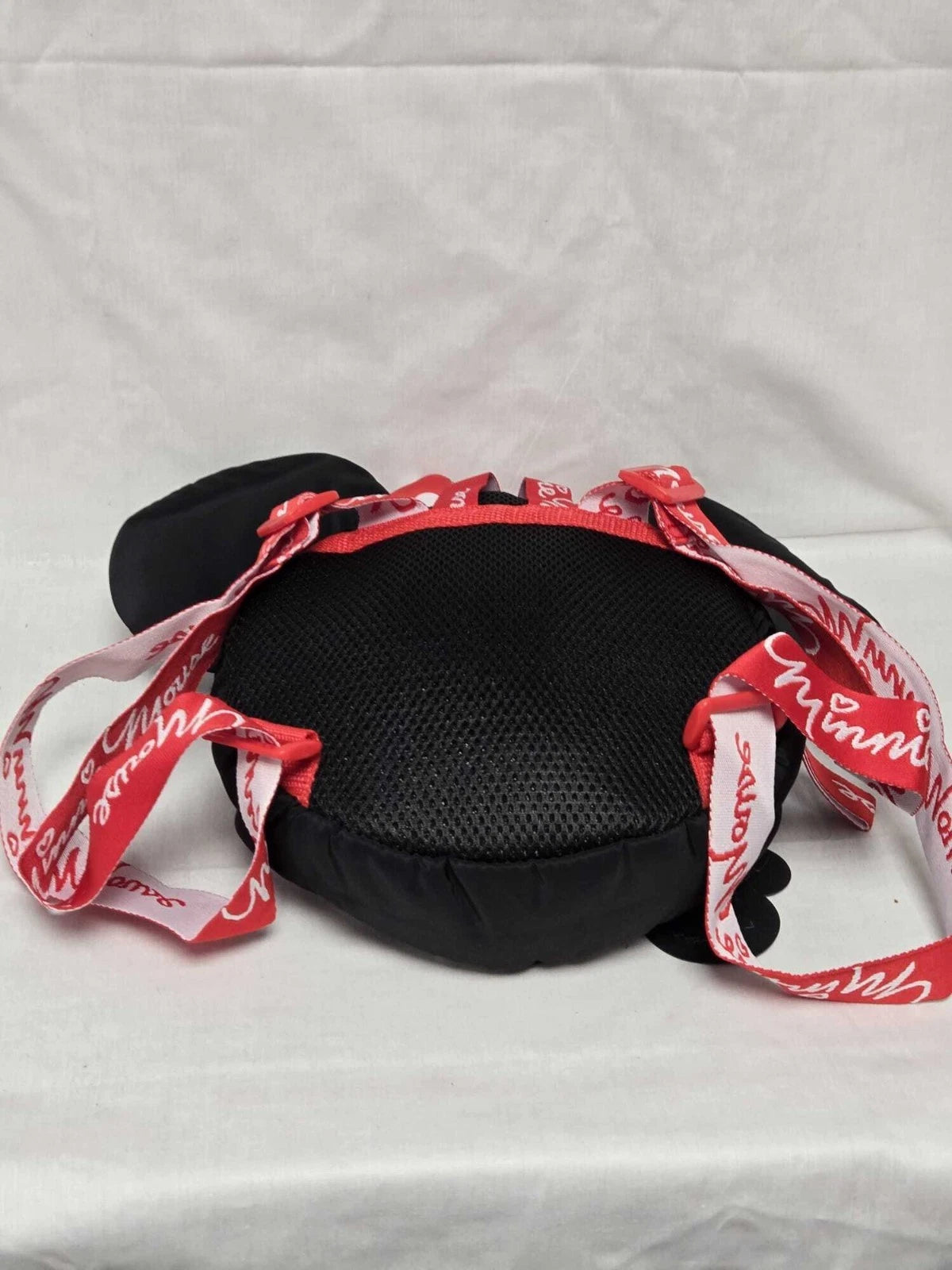 Girls Round Backpack Black with Red Polka Dot Bow & Ears | Kids Mini Nursery Travel Bag