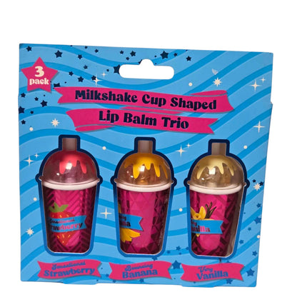 Fruity Lip Balm Trio Gift Set Milkshake or Smoothie Cups 3 x 3.8g