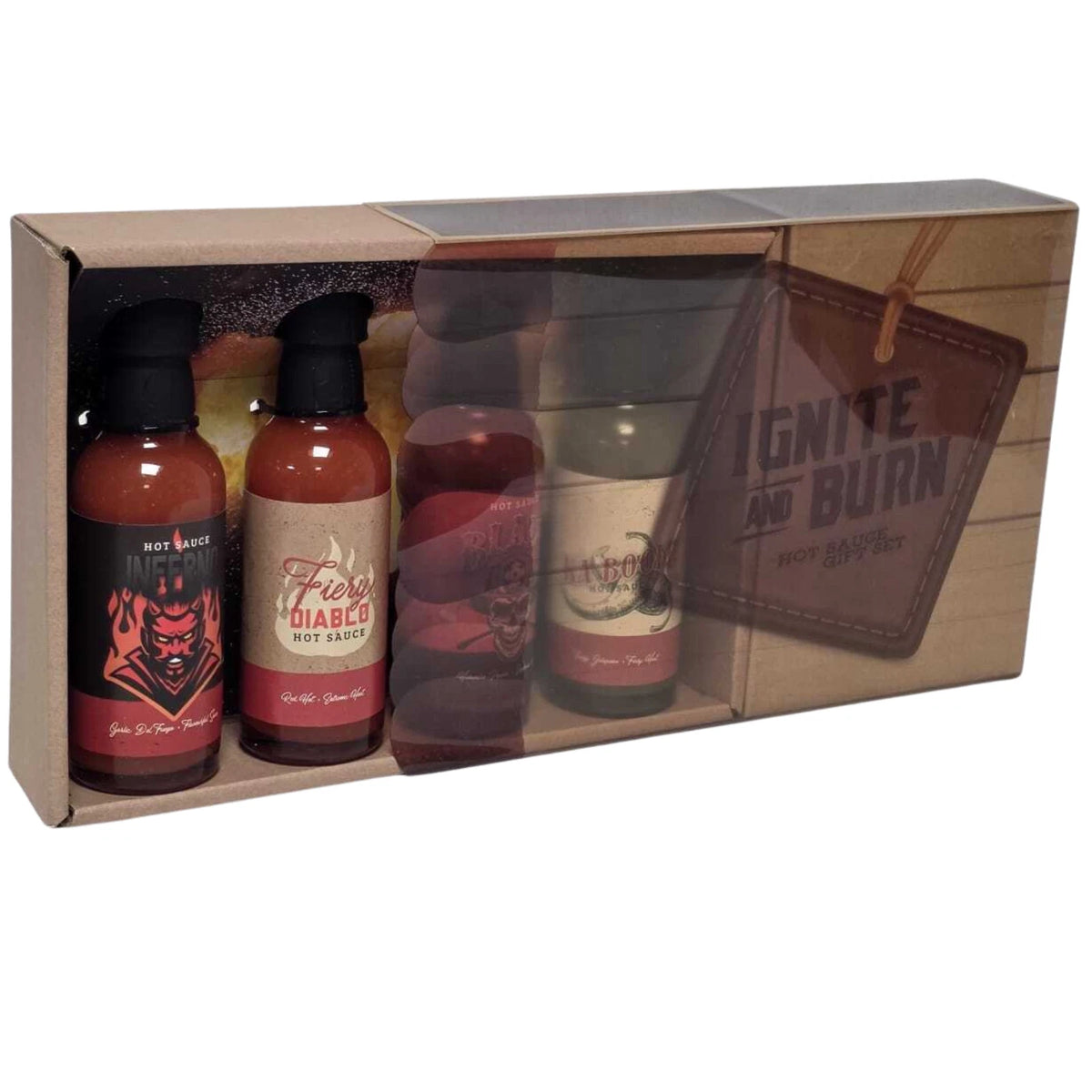 4 Bottle Hot Sauce Gift Set 180g – Red Chilli, Garlic, Jalapeño & Habanero Selection