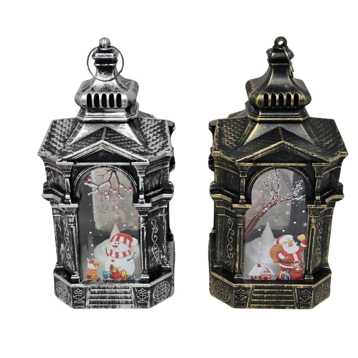 Christmas LED Decorative Lanterns Santa Snowman Battery Lights 20cm