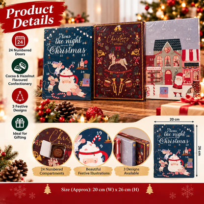Christmas Advent Calendar 24 Day Cocoa & Hazelnut Treats – 3 Designs