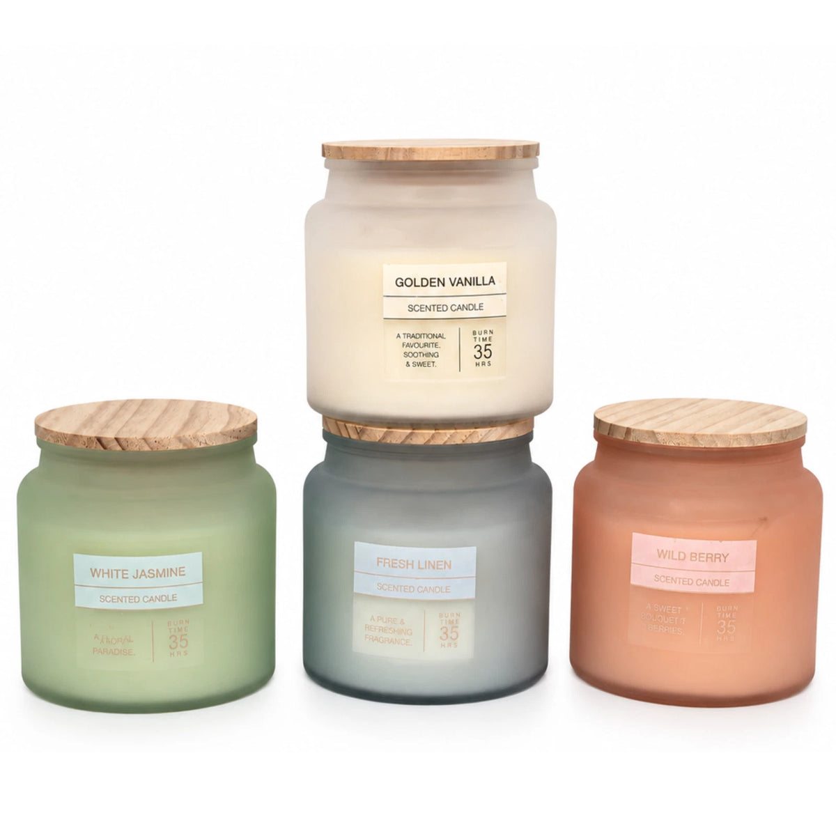 Scented Frosted Glass Jar Candle 300g – Approx. 35 Hour Burn Time – Choice of 4 Fragrances