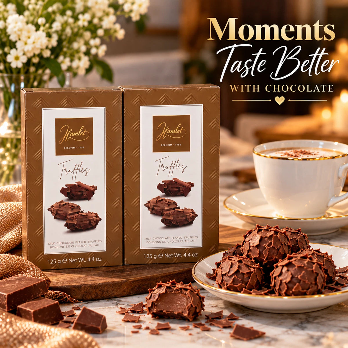 Hamlet Belgian Milk Chocolate Flaked Truffles 125g – Single or Pack of 2