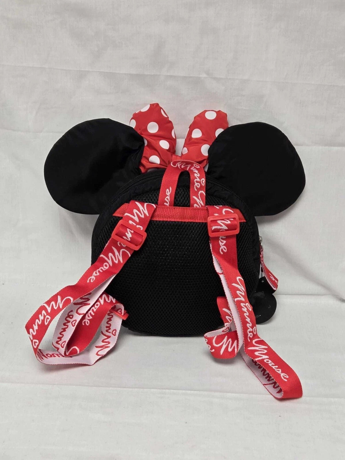 Girls Round Backpack Black with Red Polka Dot Bow & Ears | Kids Mini Nursery Travel Bag
