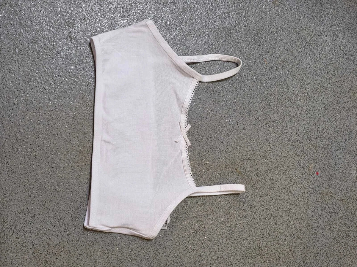 Girls’ White Cotton Stretch Crop Tops 5 Pack | Cami Underwear with Bow Detail | Ages 7–15 Selected Sizes