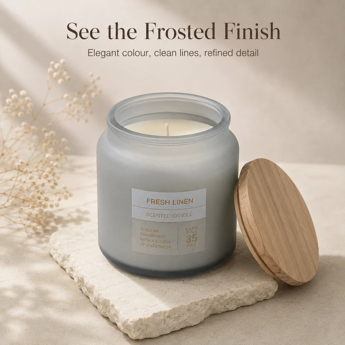 Scented Frosted Glass Jar Candle 300g – Approx. 35 Hour Burn Time – Choice of 4 Fragrances
