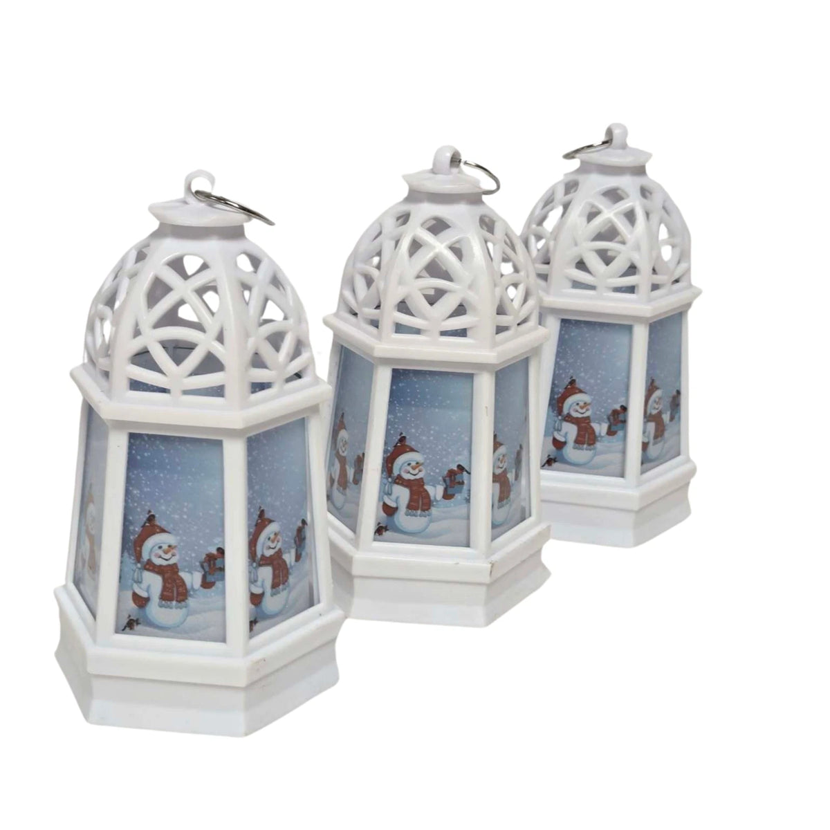Christmas Mini LED Lanterns Pack of 3 Battery Operated Festive Lights 12cm