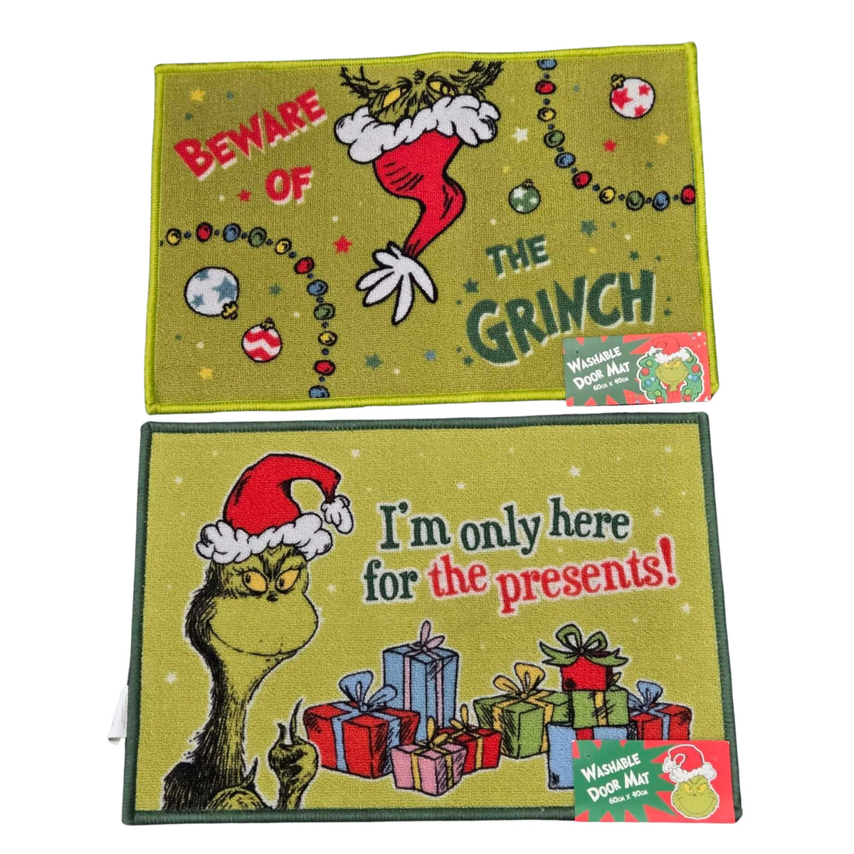 Grinch Christmas Door Mat 60 x 40cm Washable Festive Mat Single or Set of 2