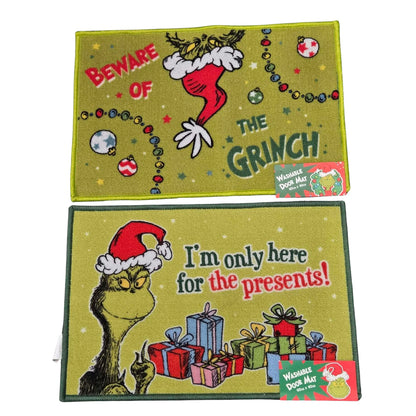 Grinch Christmas Door Mat 60 x 40cm Washable Festive Mat Single or Set of 2