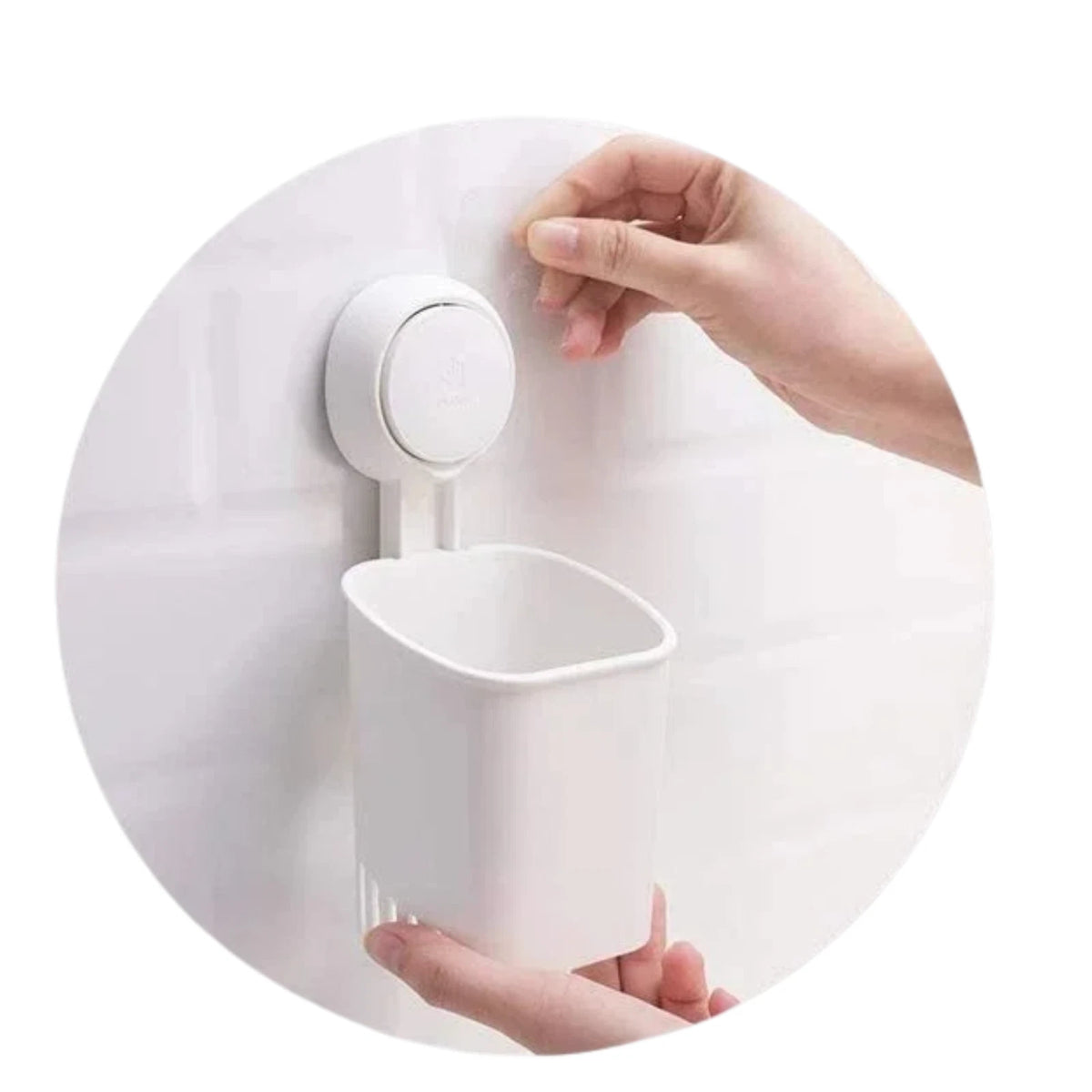 White Suction Toothbrush Holder – No Drill Wall Mounted Bathroom Organiser