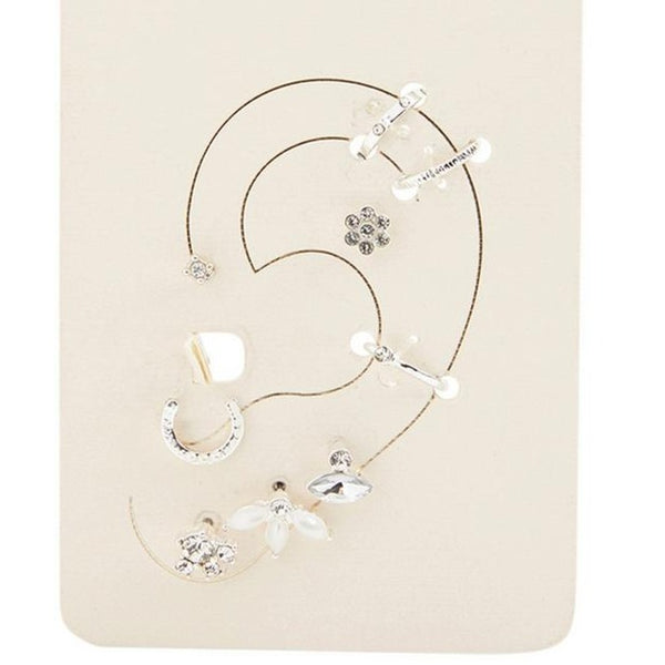 Curated Ear Diamonte And Pearl Earrings Set