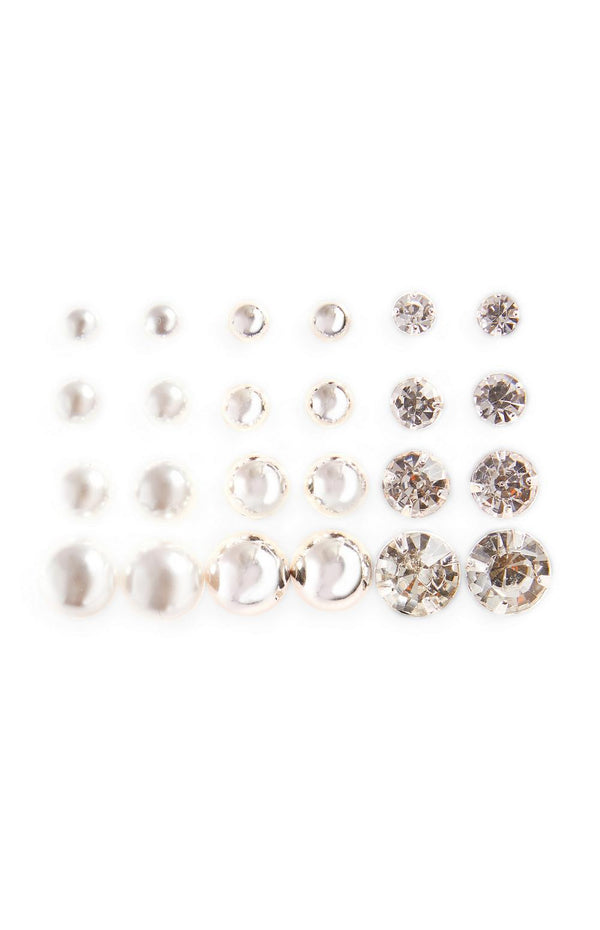 Pearls And Diamonte Stud Earrings