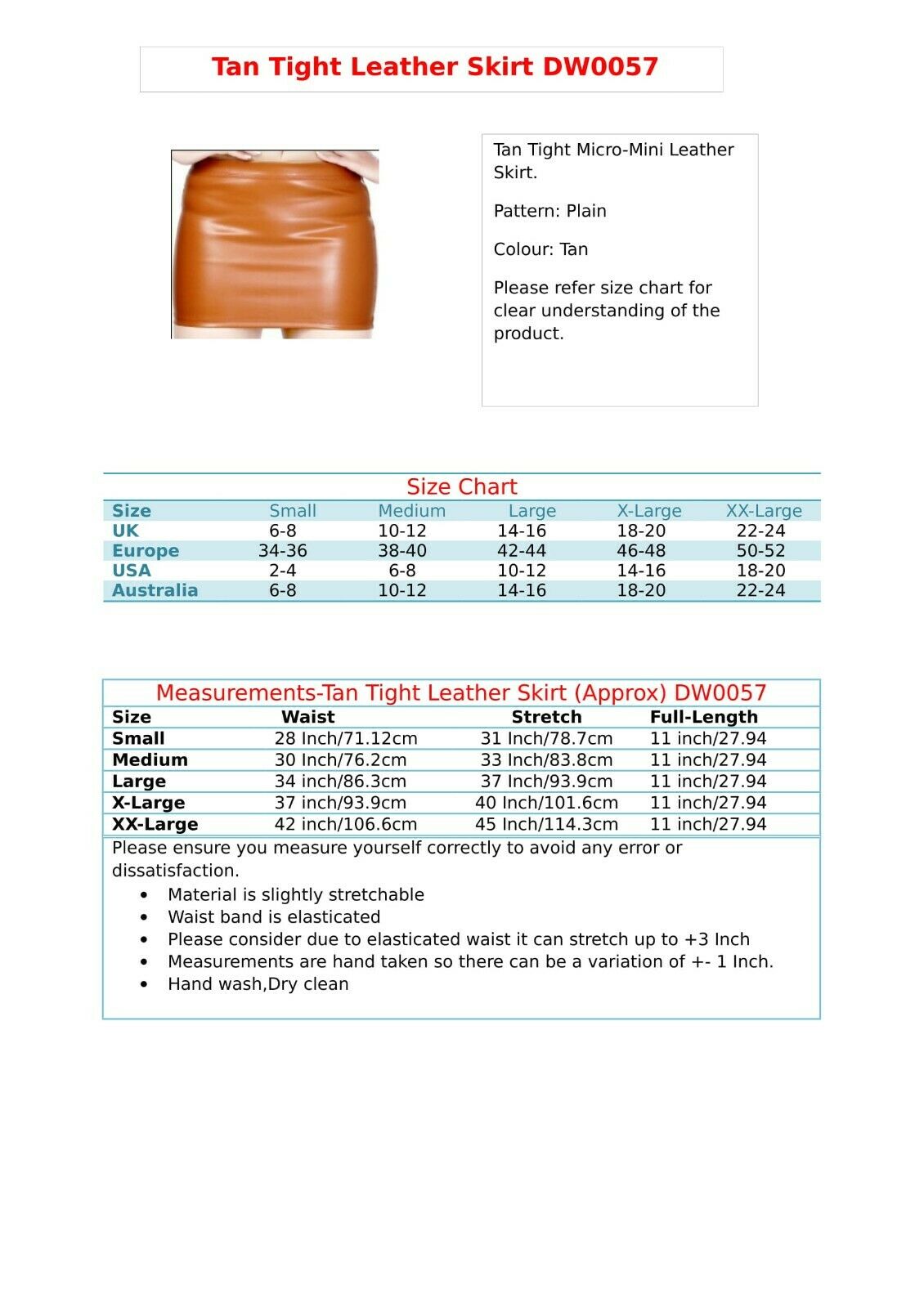 Tan Leather Look Mini Skirt