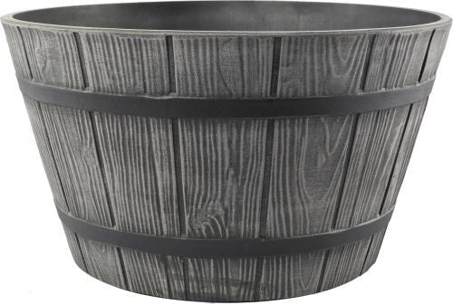 Barrel Planter Heavy Duty 40cm - Grey Wood