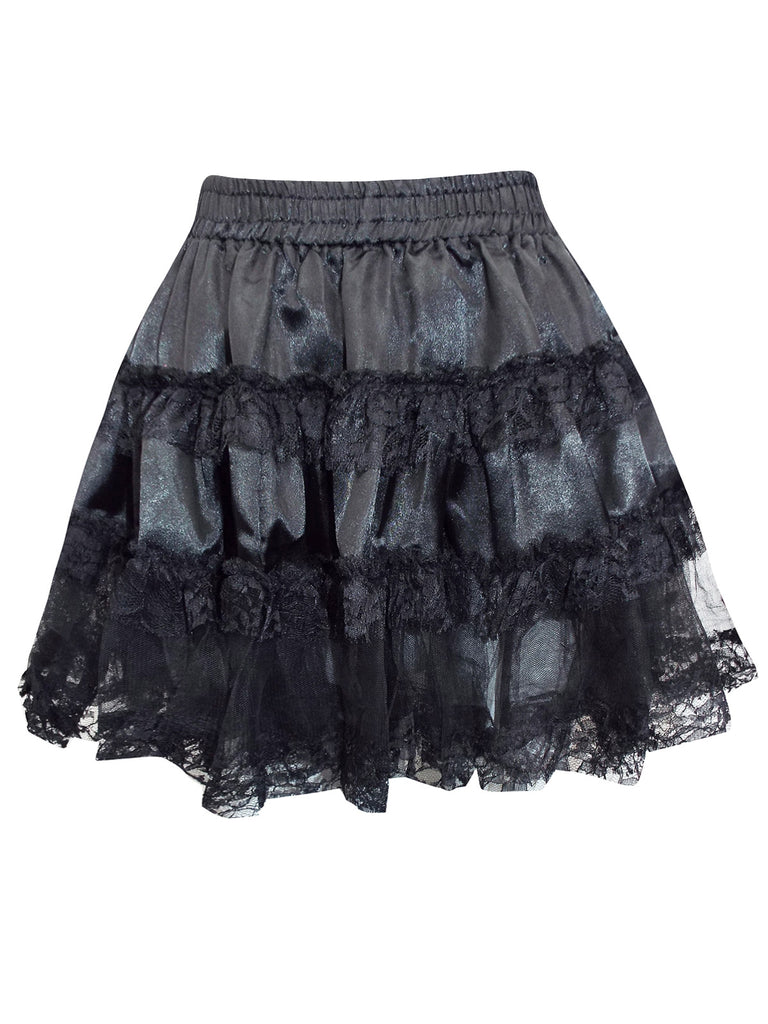 Altnoir BLACK Satin & Tulle Tiered Tutu Skirt - Onesize