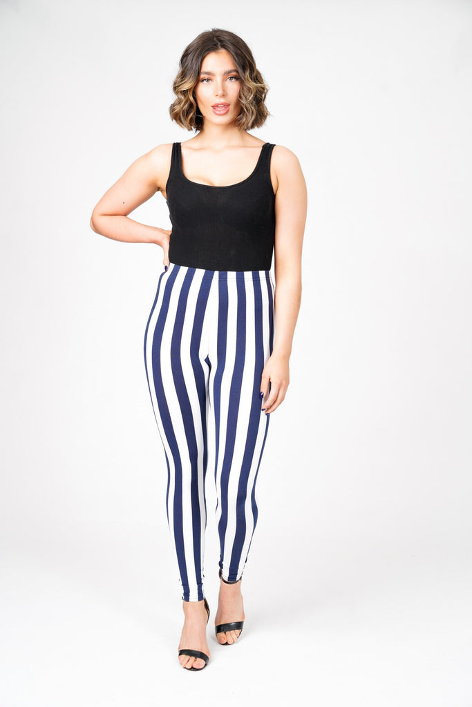Emmy Blue & White High Waisted Leggings