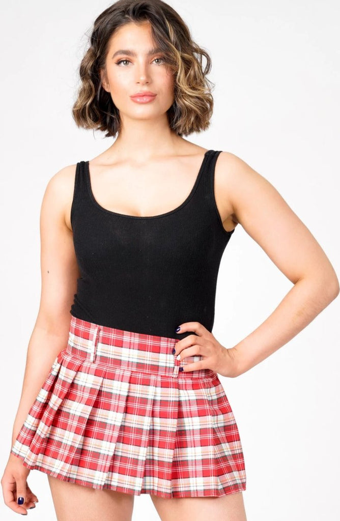 Lauren Pleated Tartan Checks Mini Skirt