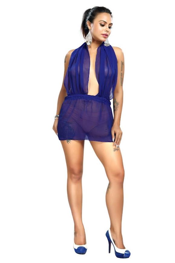 Transparent Blue Halterneck Dress