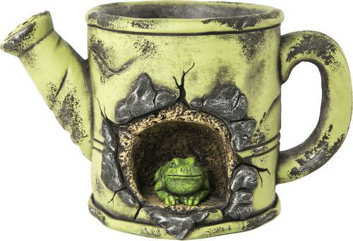 Cement Planter Teapot with Frog