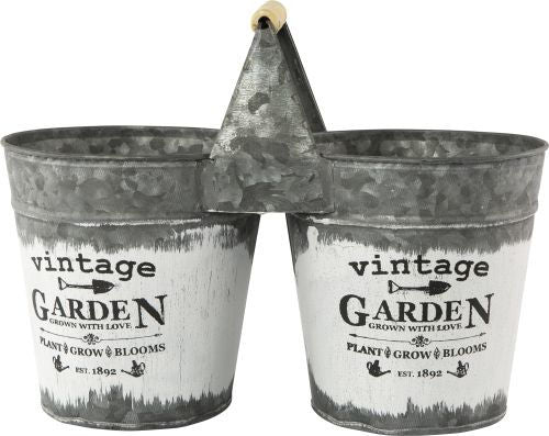 Double Tin Planter Vintage Garden