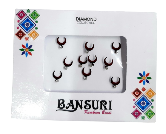 Red Halfmoon Shape Crystal Bindi