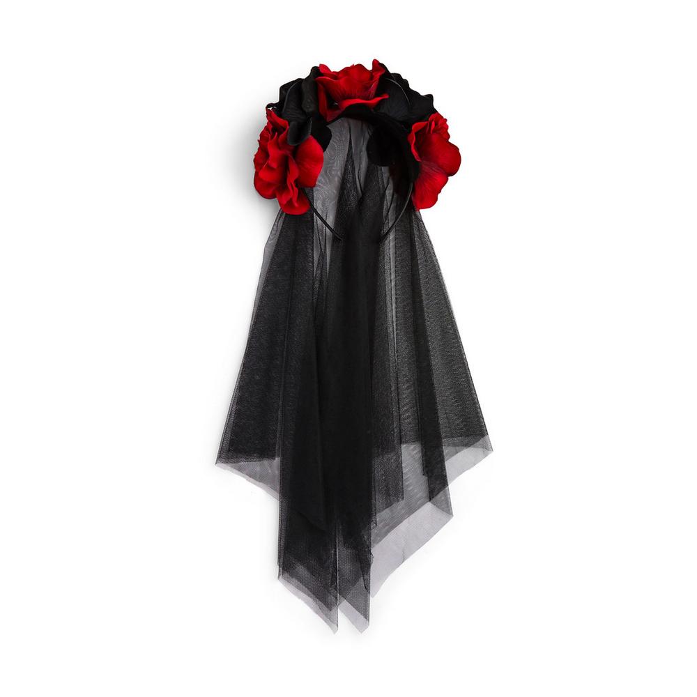 Black Halloween Flower Crown Veil