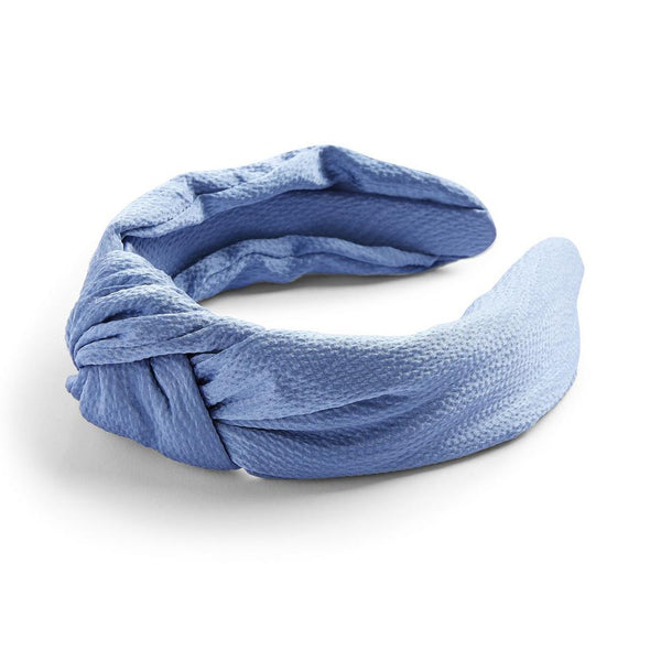 Blue Satin Knot Headband
