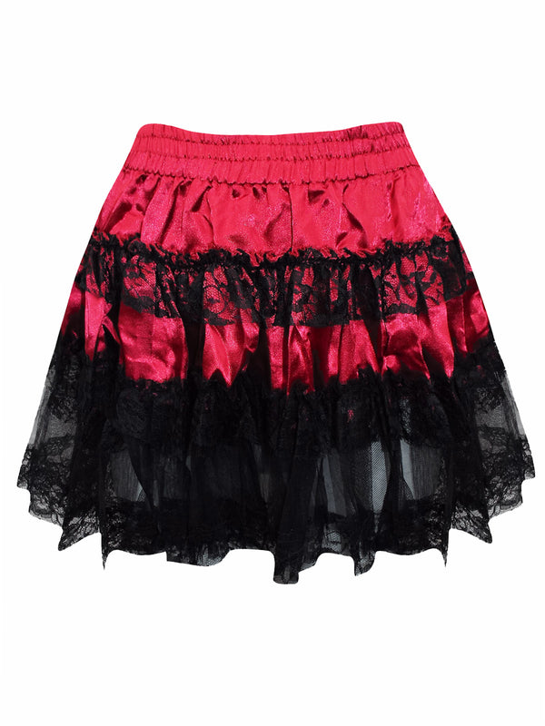 Altnoir RED Satin & Lace Tiered Tutu Skirt - Onesize