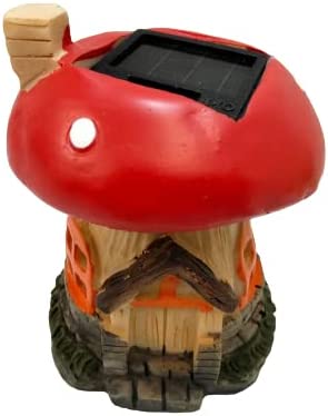 Resin Mushroom House Solar LED Light Statue Garden Decoration Outdoor Ornaments Statues