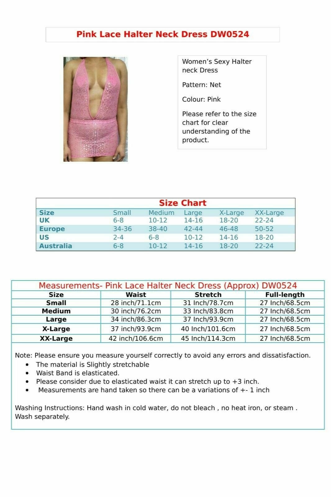 Pink Lace Halterneck Dress