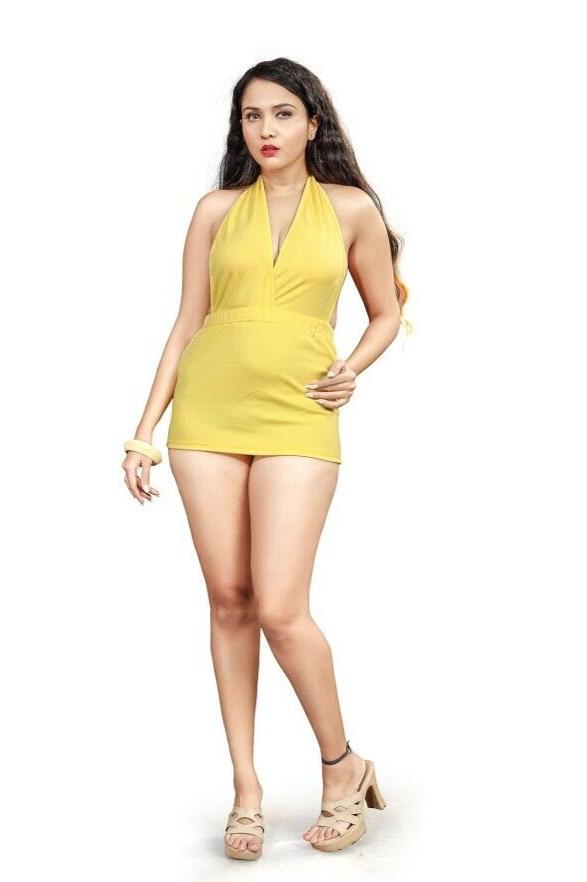 Yellow Halterneck Mini Dress