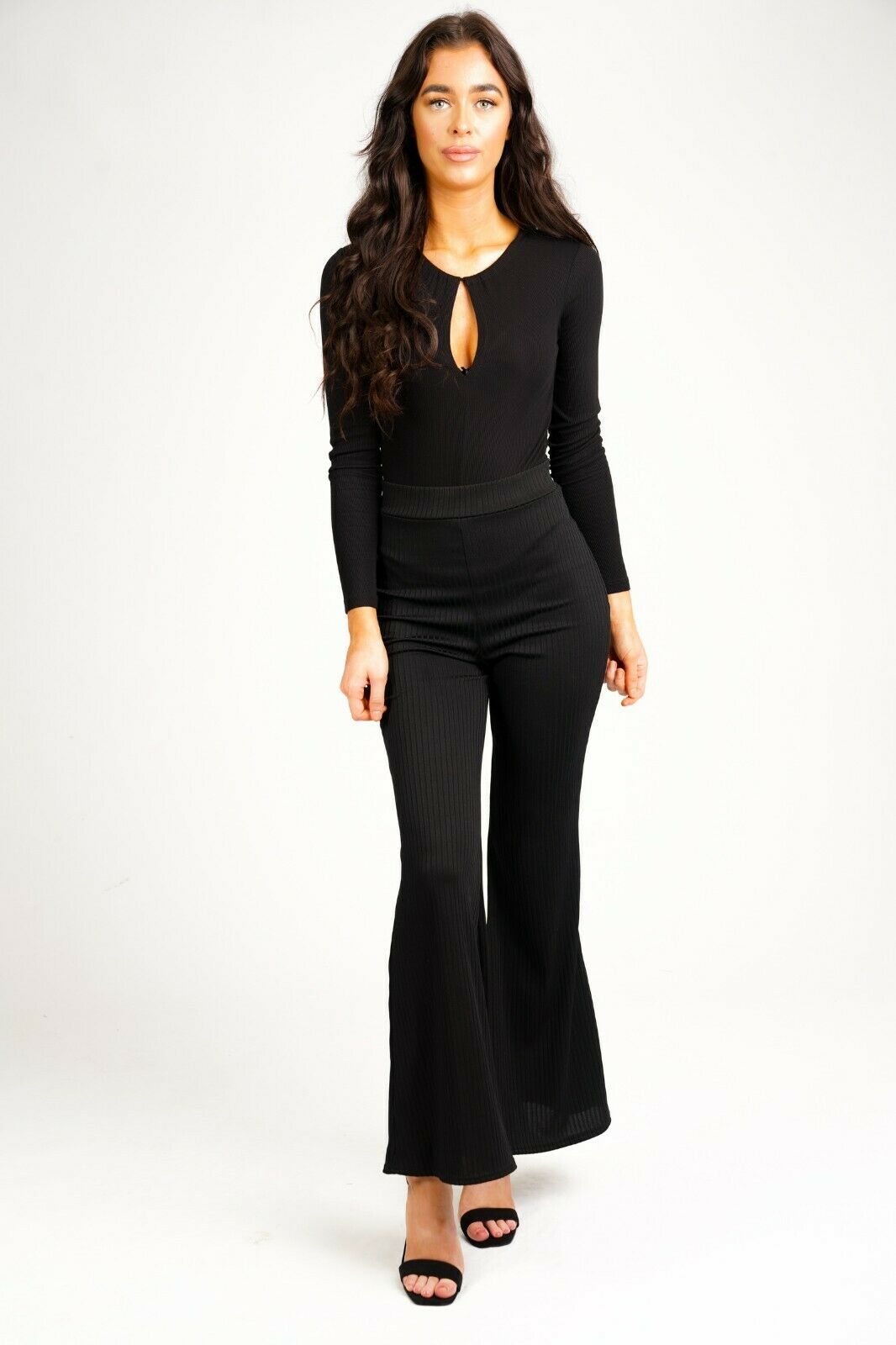 Black Bodysuit Dress V Neck Keyhole Choker Leotard Tank Top