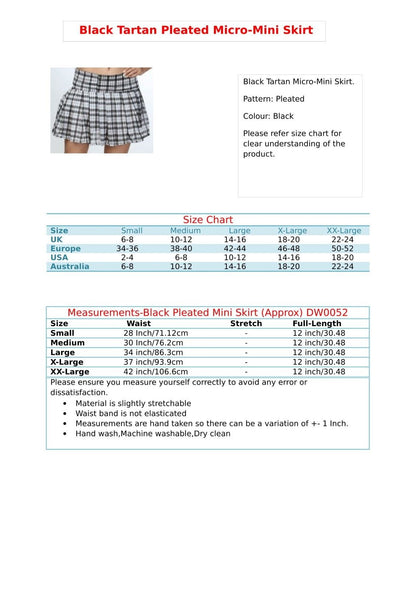 Black Tartan Pleated Skirt