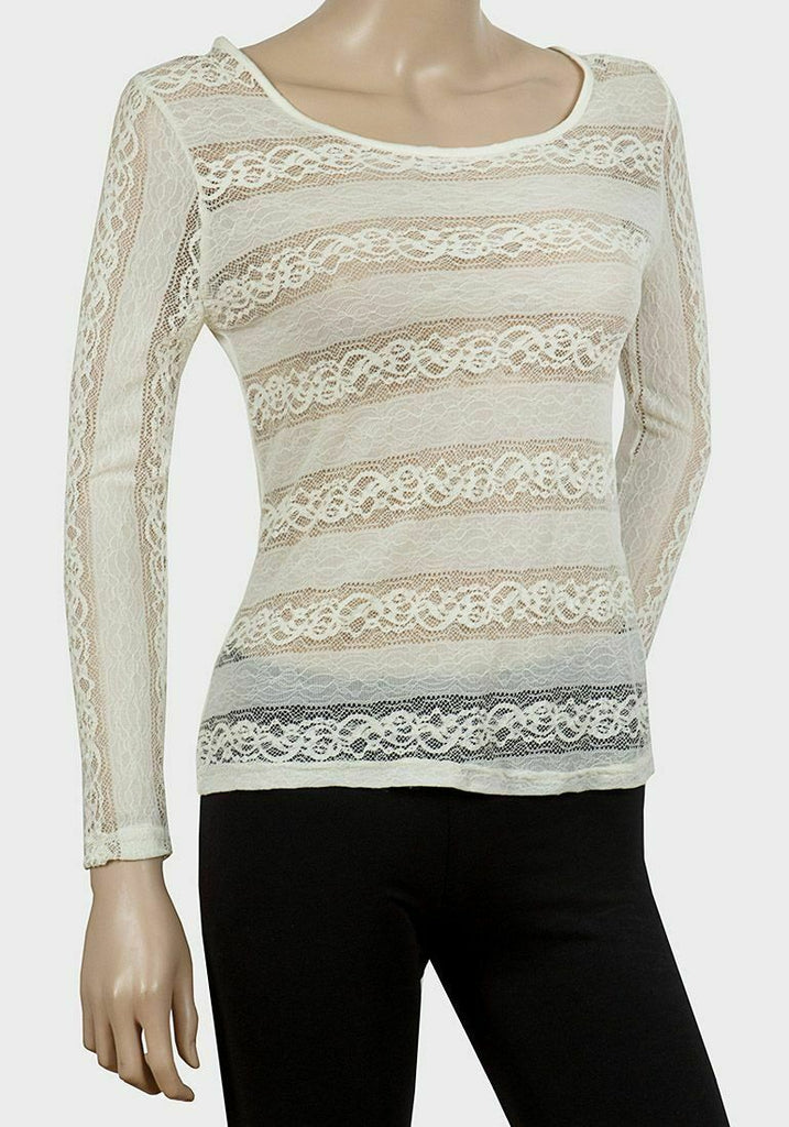 Sheer Lace Scoop Neck Top
