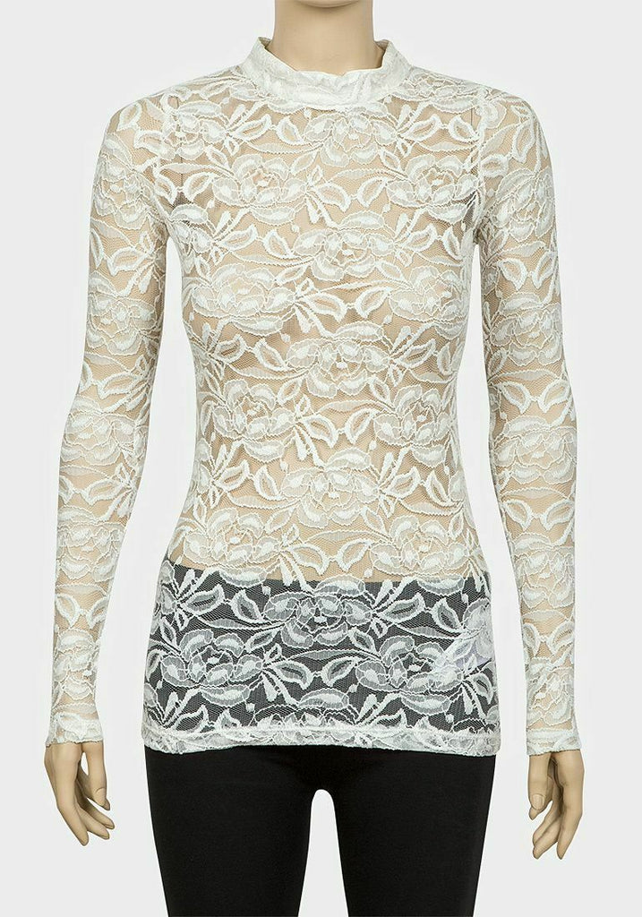 Long Sleeves Sheer Lace Top