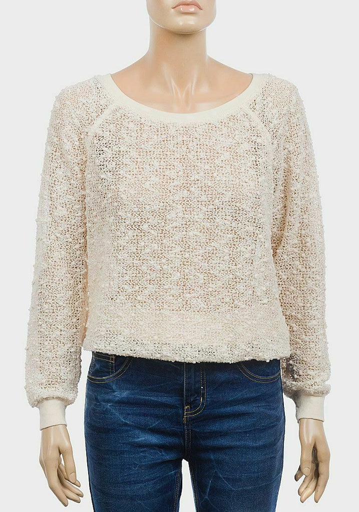 Bobble Knit Ripped Neck Jumper