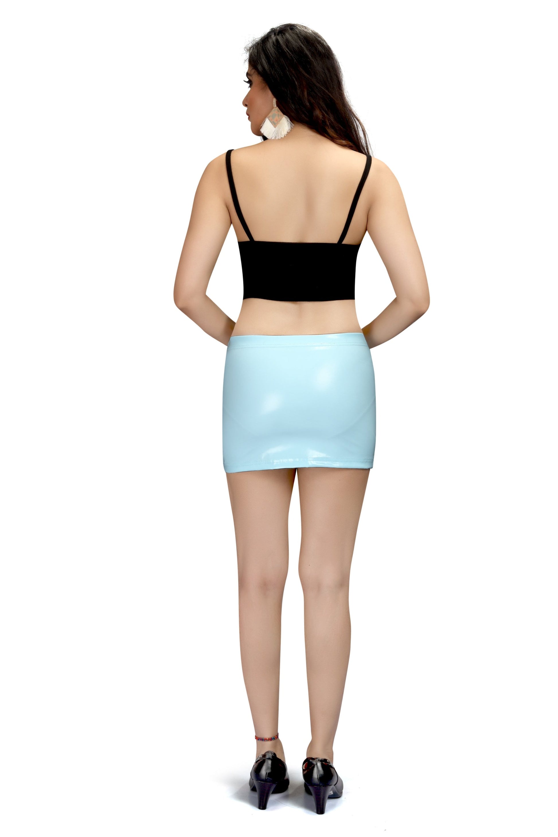 Blue PVC Mini Skirt