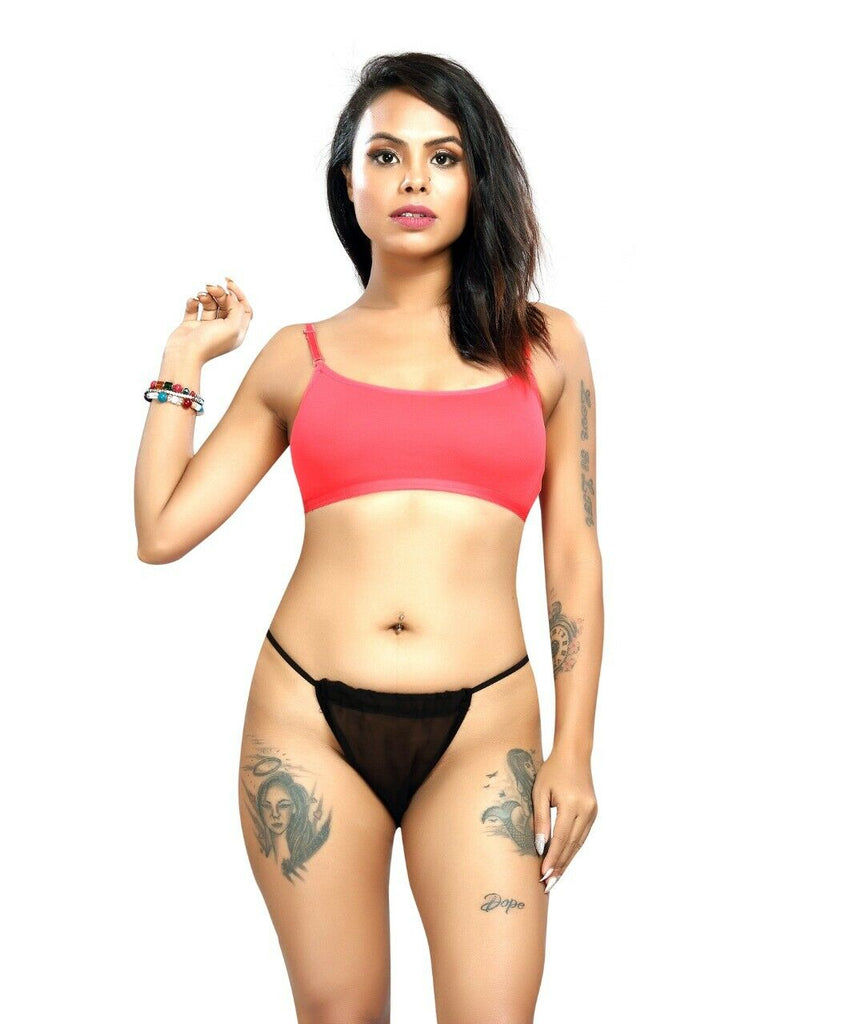 Georgette Black Thong Knickers G- String Briefs