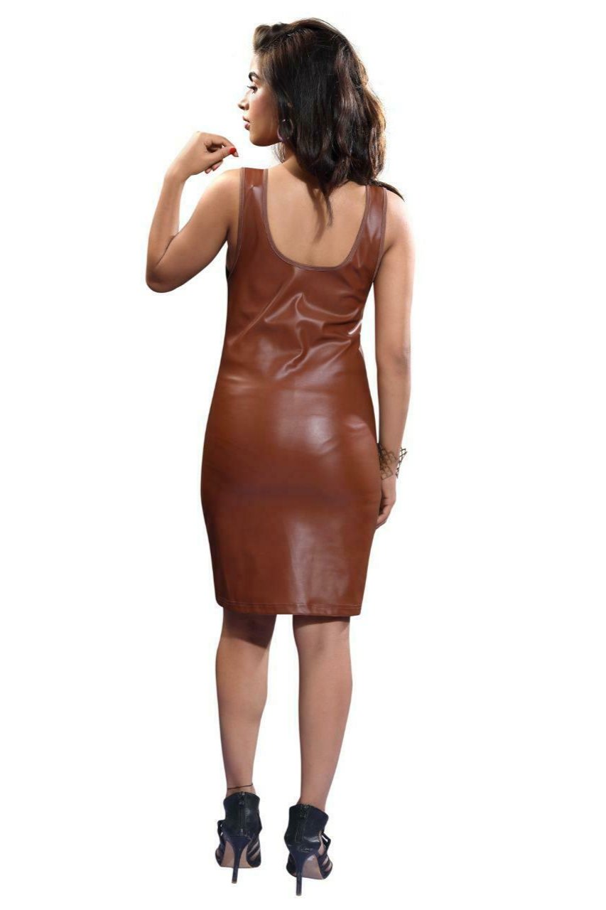 PVC Tan Brown Wetlook Dress
