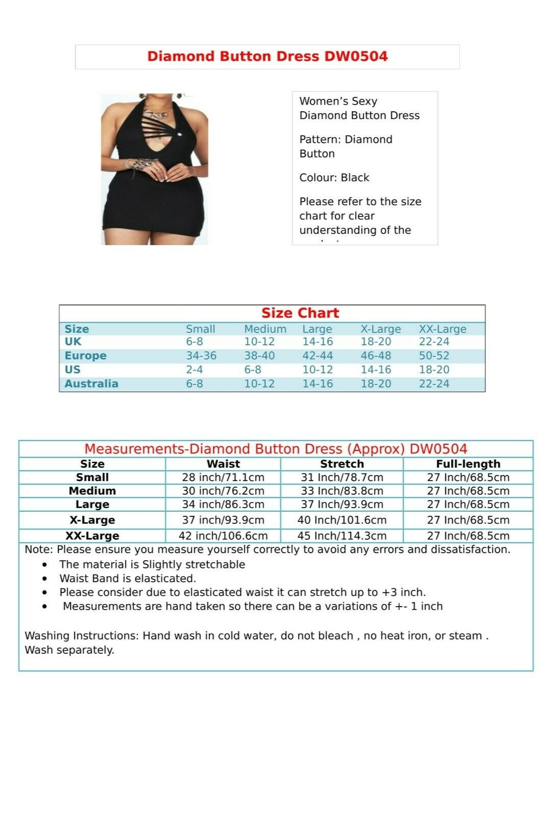 Black Diamond Button Dress