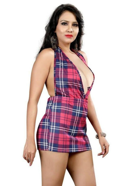 Pink Tartan Halterneck Dress