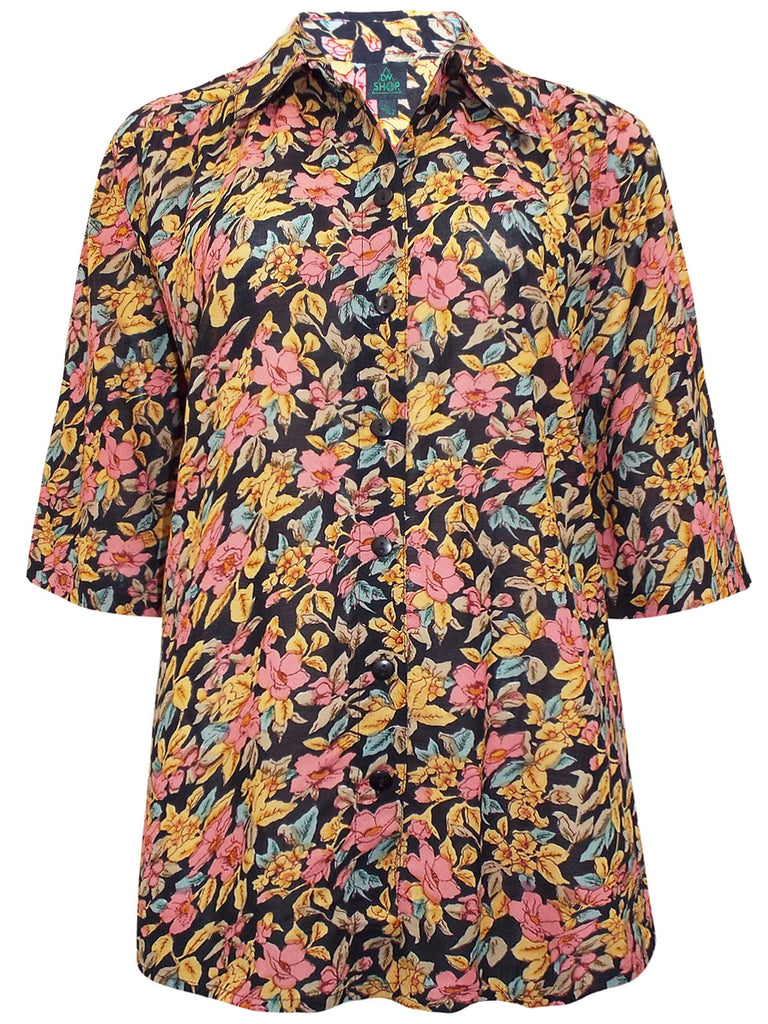 Floral Print 3/4 Sleeve Shirt